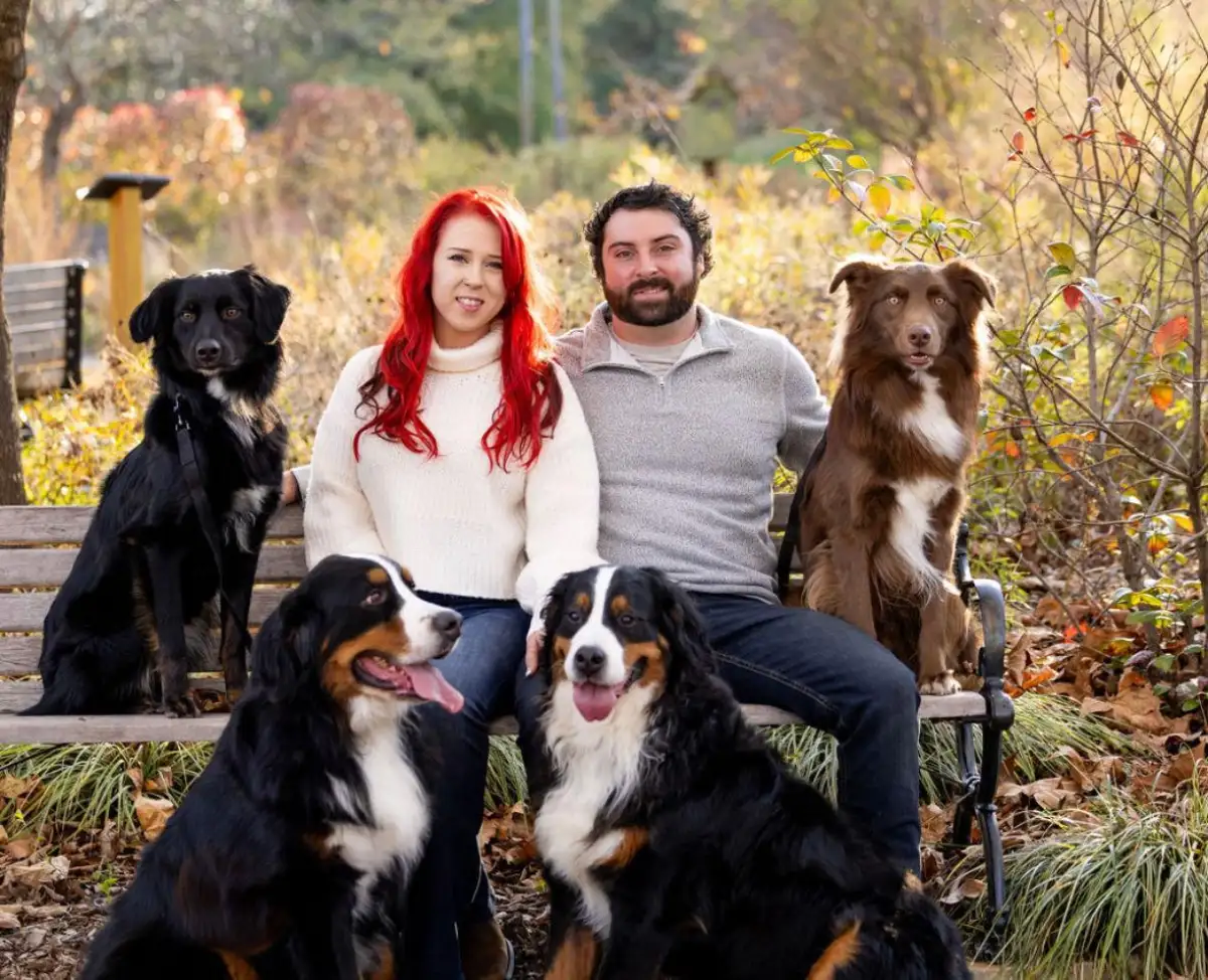 Kevin Schofield, owner of Schofield Outdoors, with his dogs